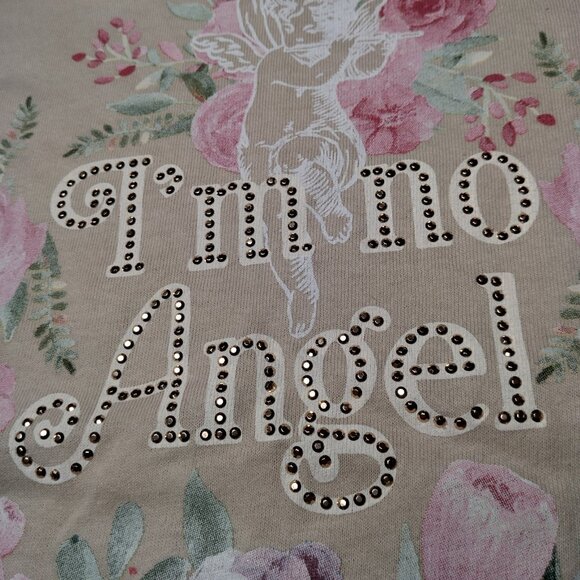 Trust The Universe Shirt Medium Cropped Im An Angel Floral Studded Crop Top Tan - Picture 8 of 15